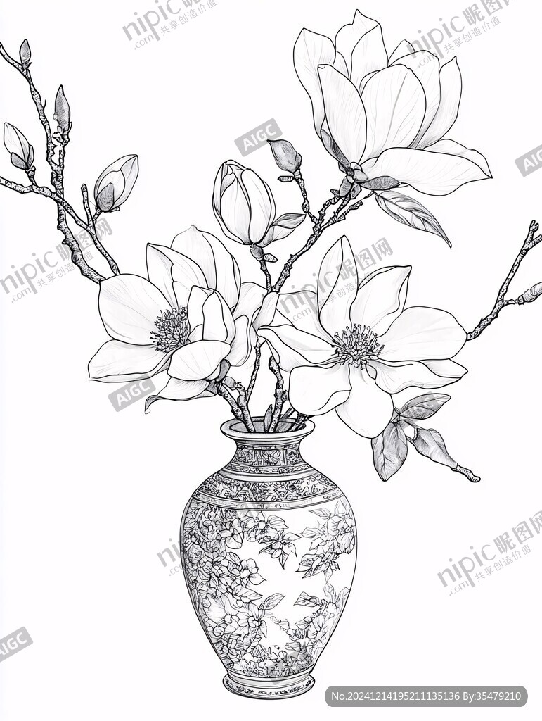 花瓶線稿