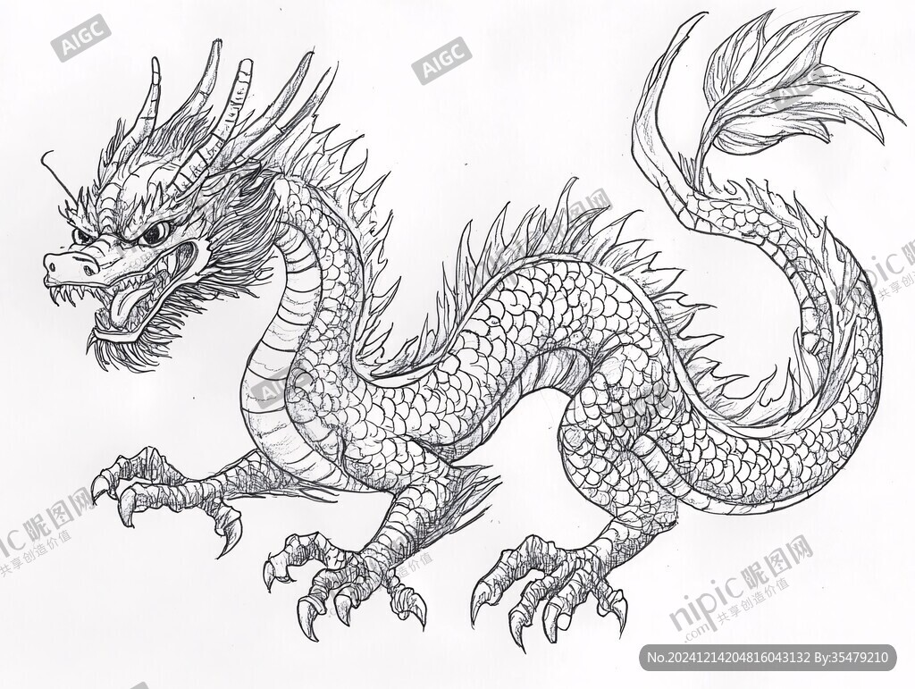 白描手繪龍