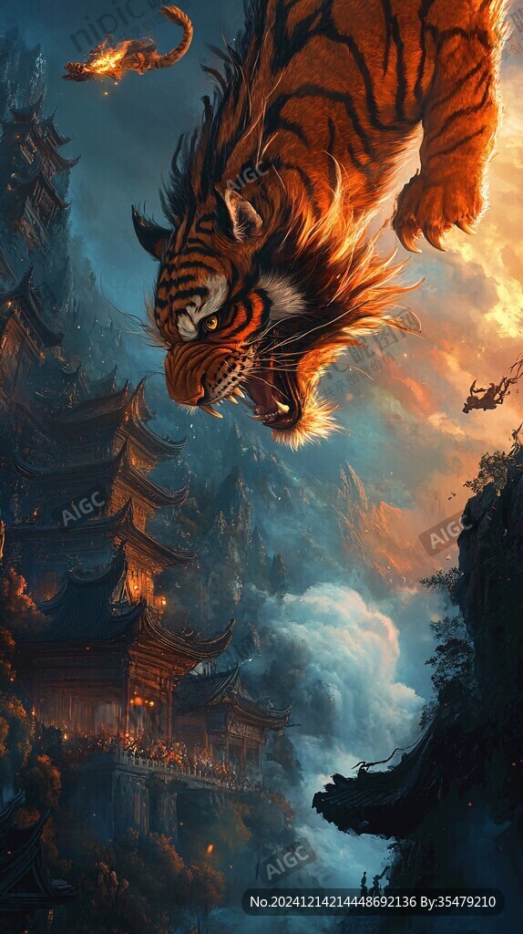 虎年吉祥猛虎下山新年