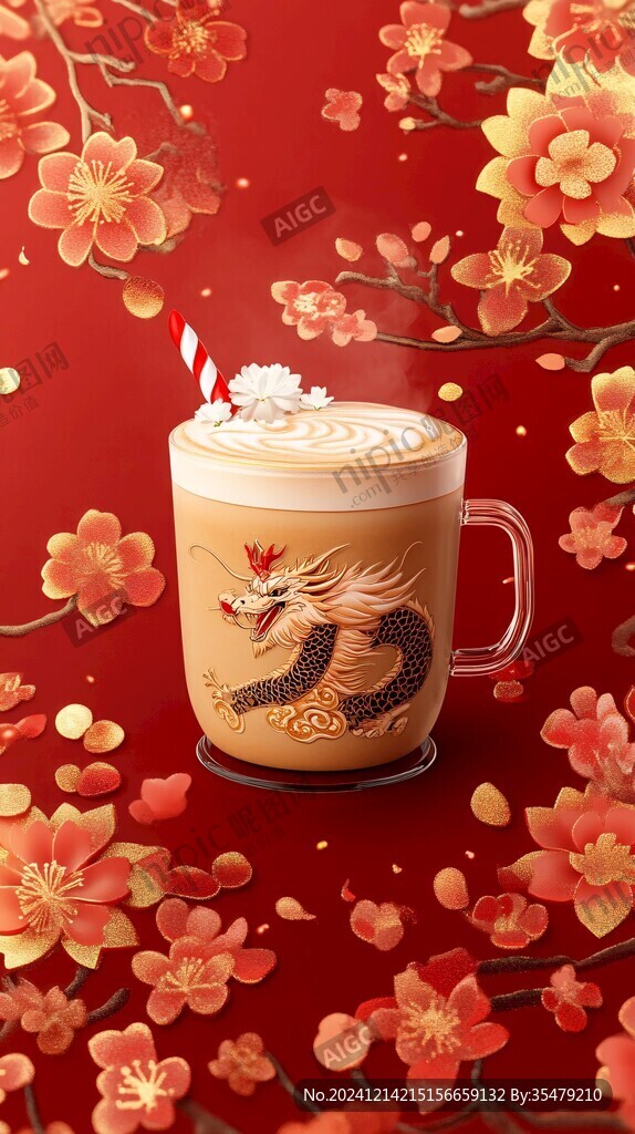 新年奶茶插畫