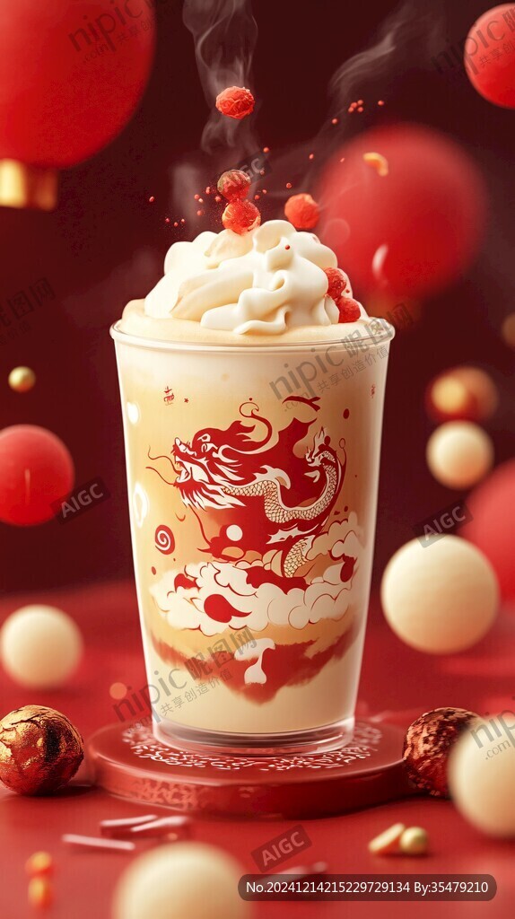 新年奶茶插畫