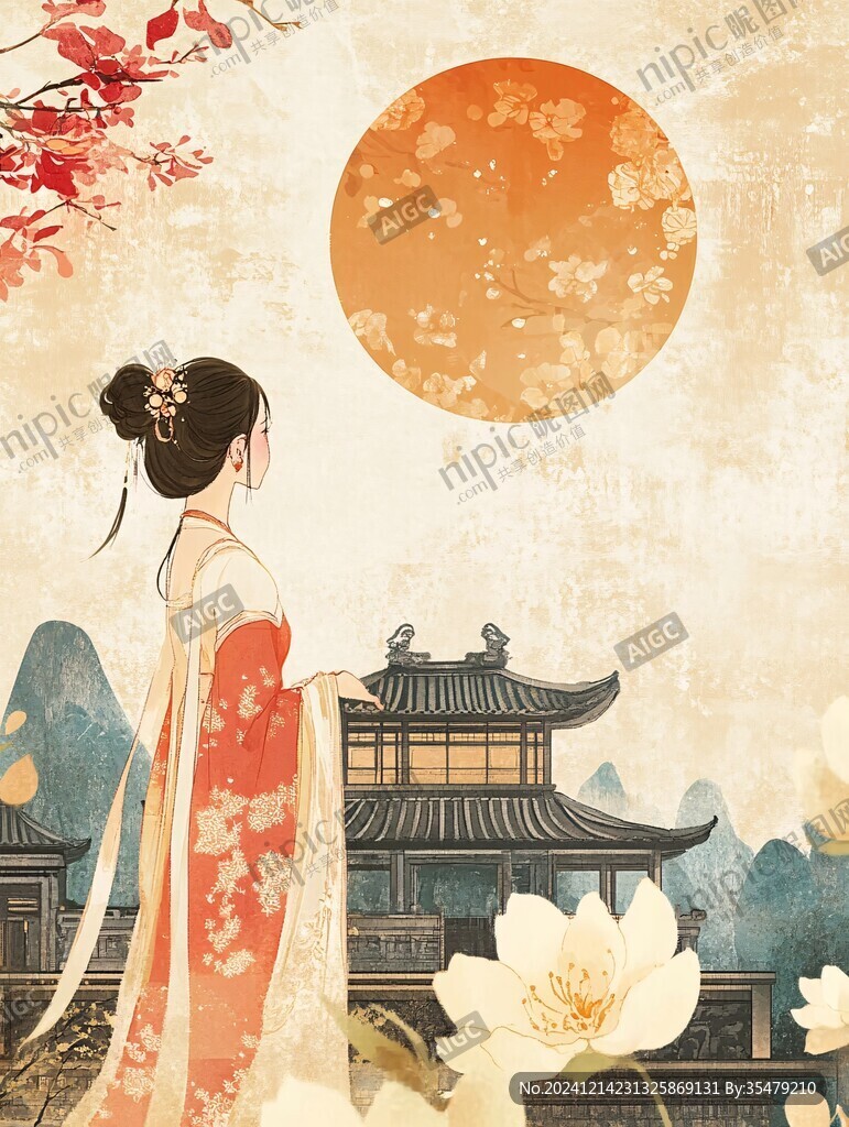 中秋古裝插畫