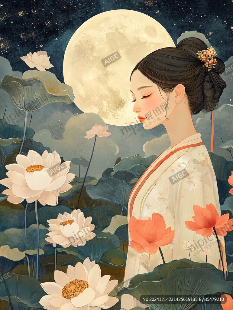 中秋古裝插畫(huà)