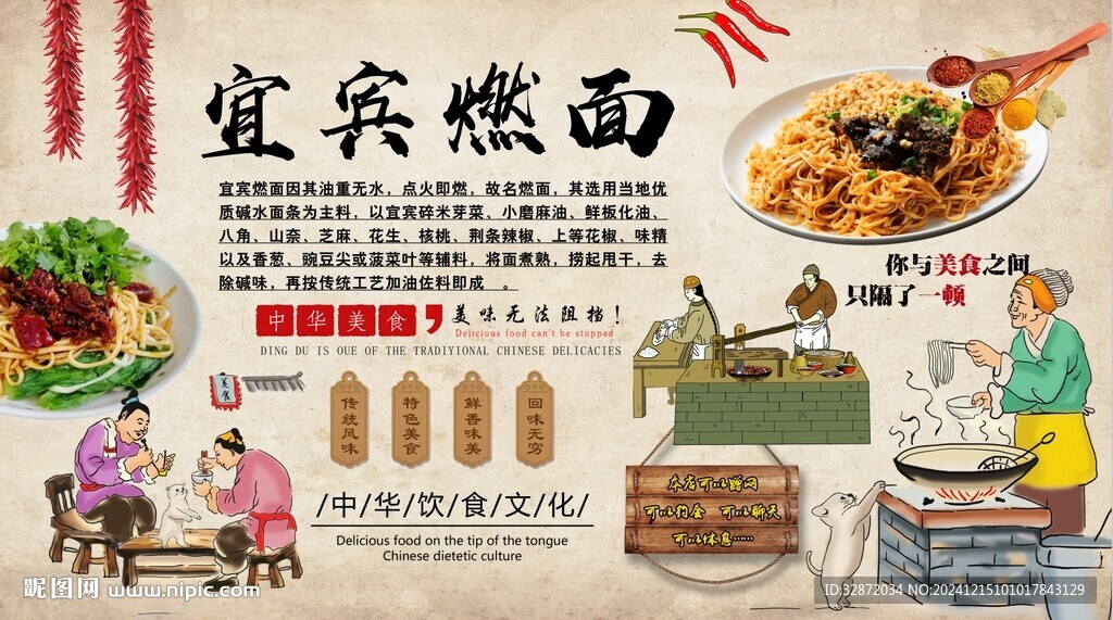 宜賓燃面背景墻