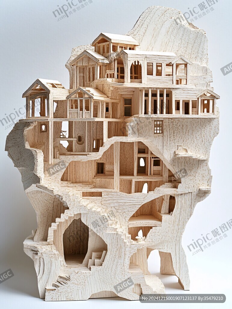 文創(chuàng)建筑木雕木刻手工