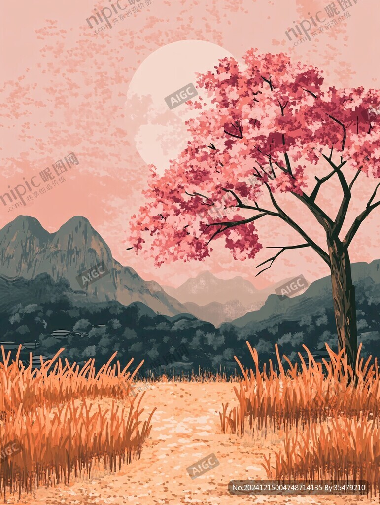 櫻花樹插畫