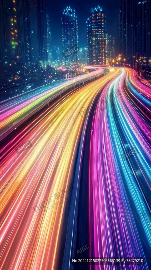 城市車流彩色光影