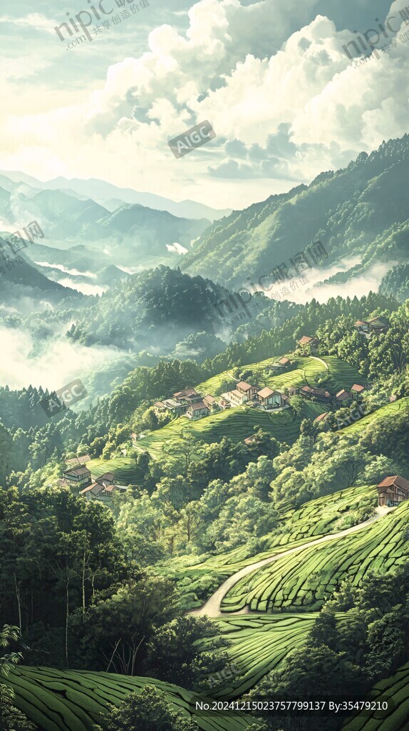 唯美山村圖