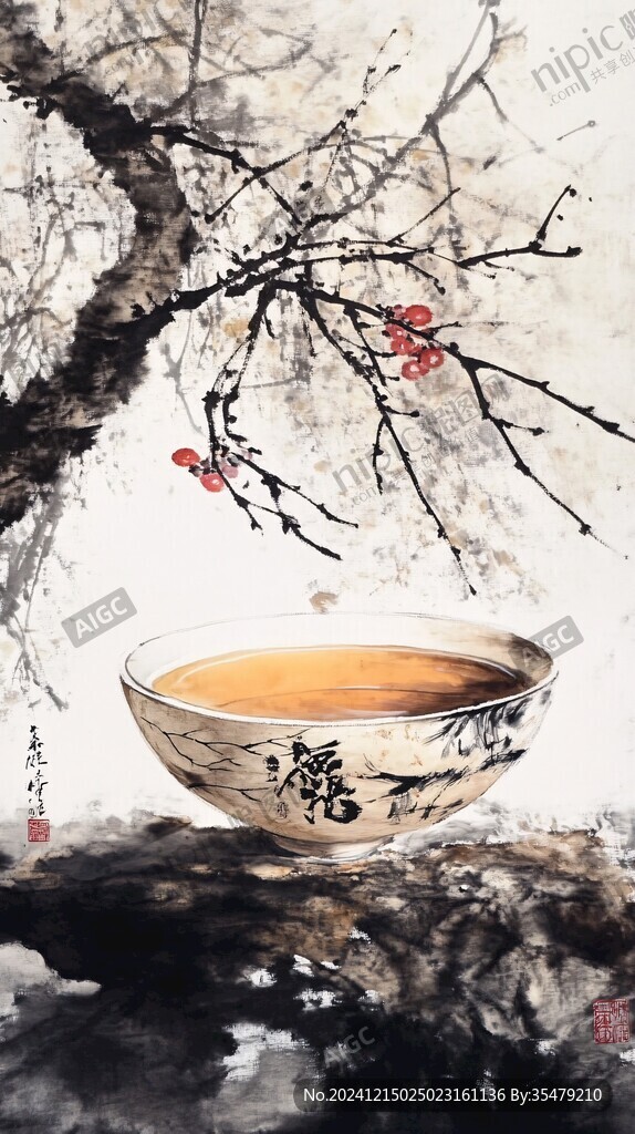 冬梅清酒圖