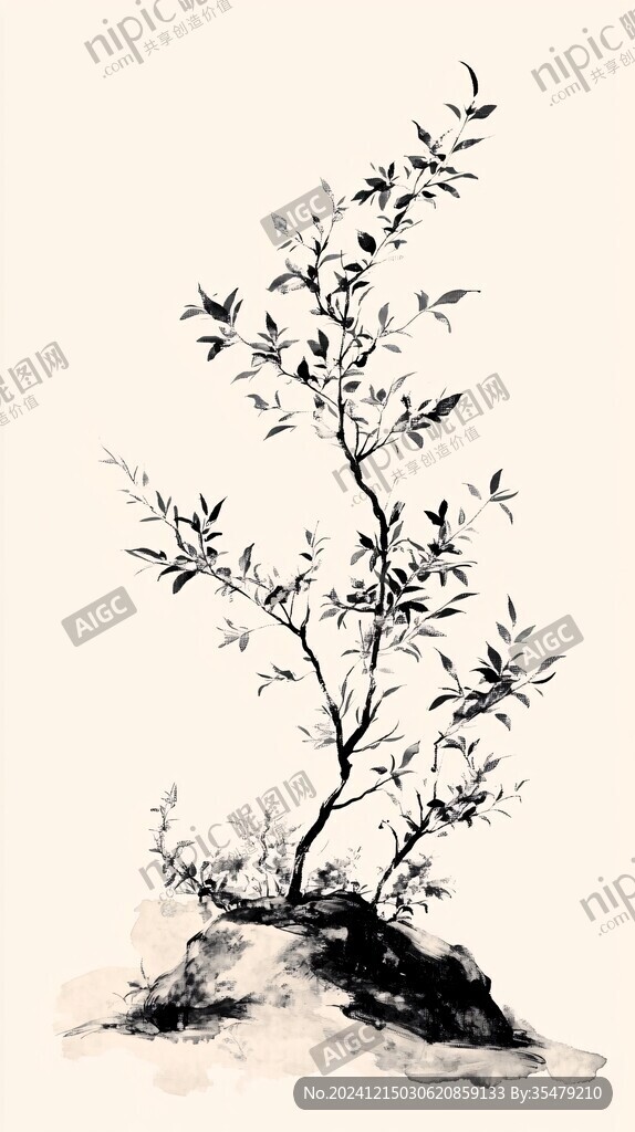 水墨樹枝寫意素材