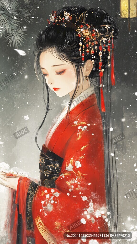紅衣少女設(shè)計(jì)古風(fēng)