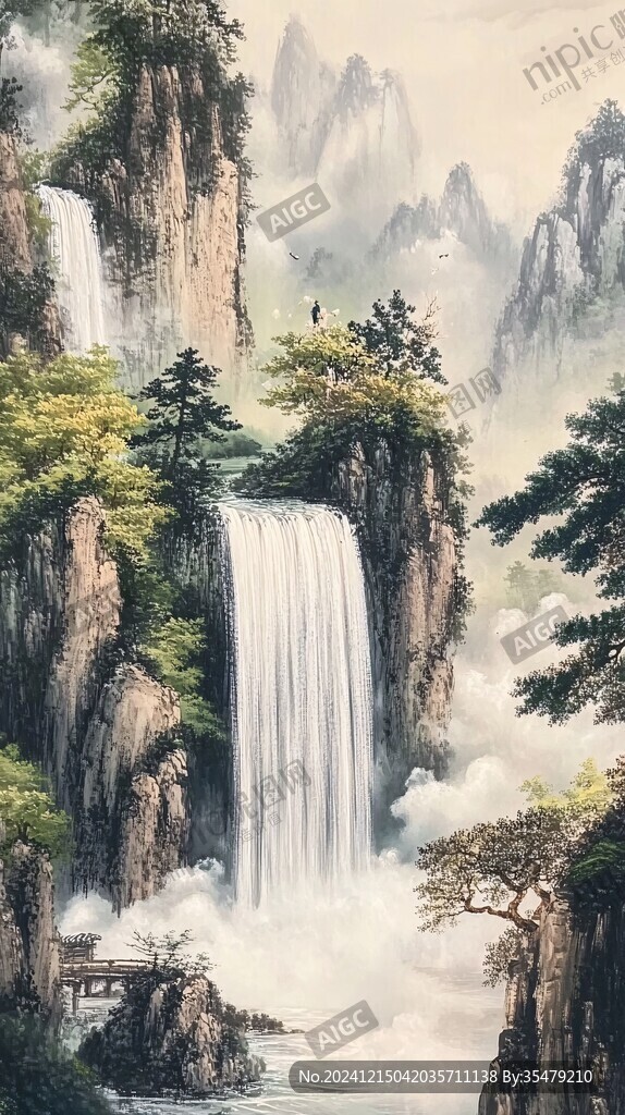 豎幅聚寶盆風(fēng)水畫