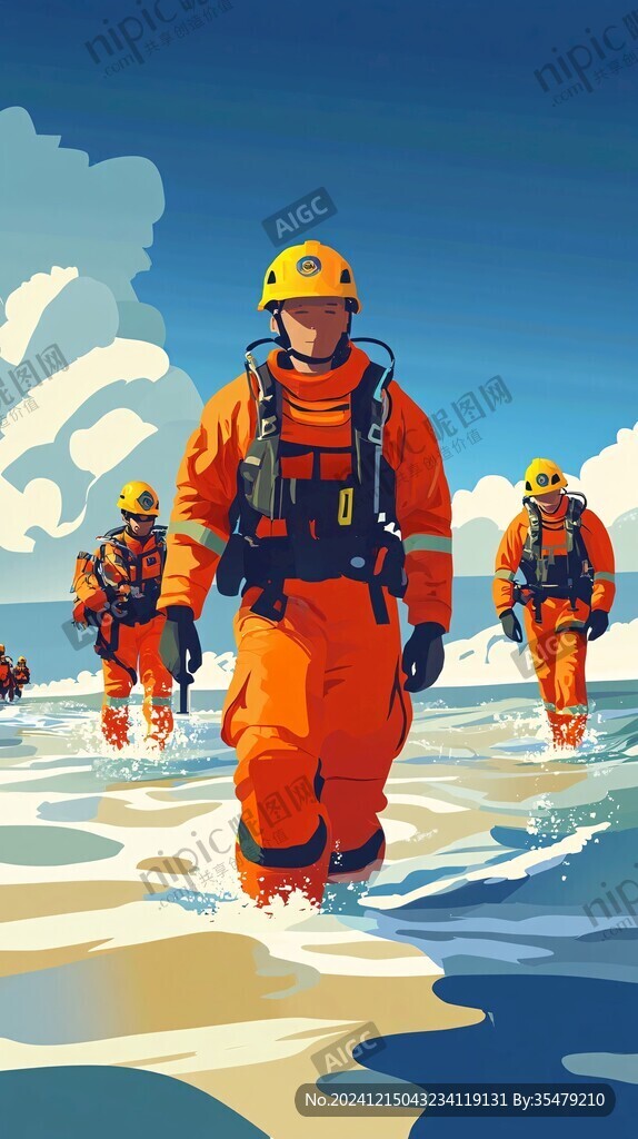 抗洪英雄插畫