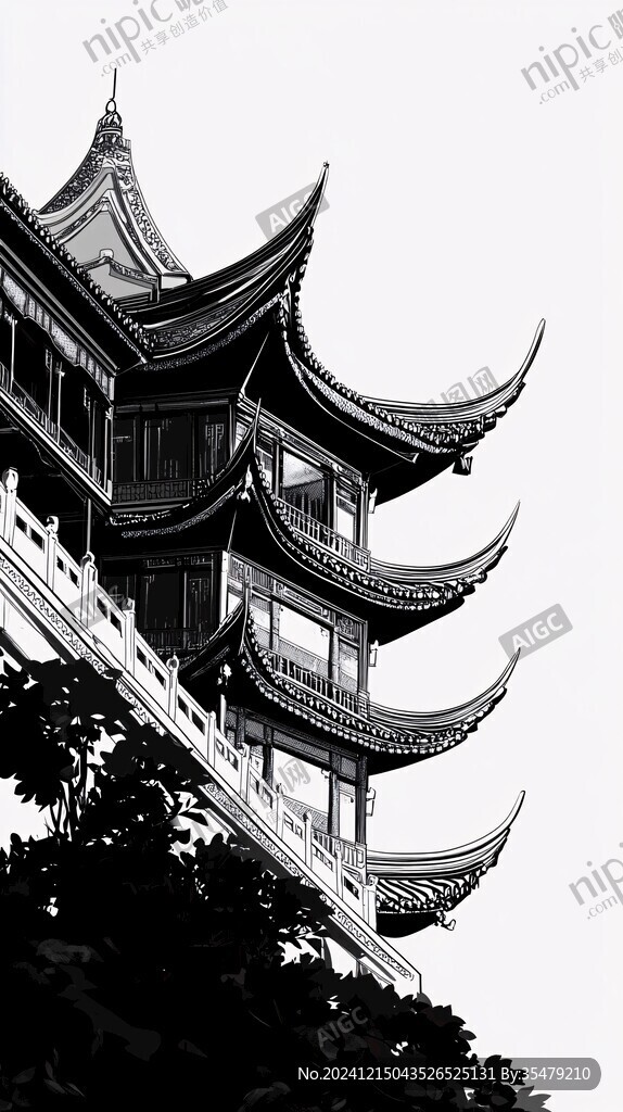 望宸閣線描線條