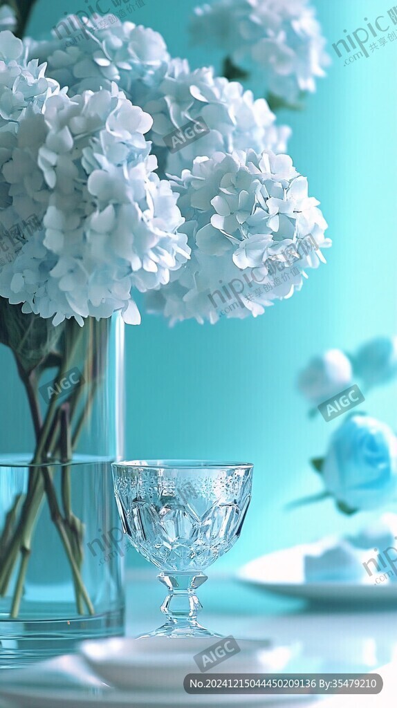 淺藍(lán)玻璃花插