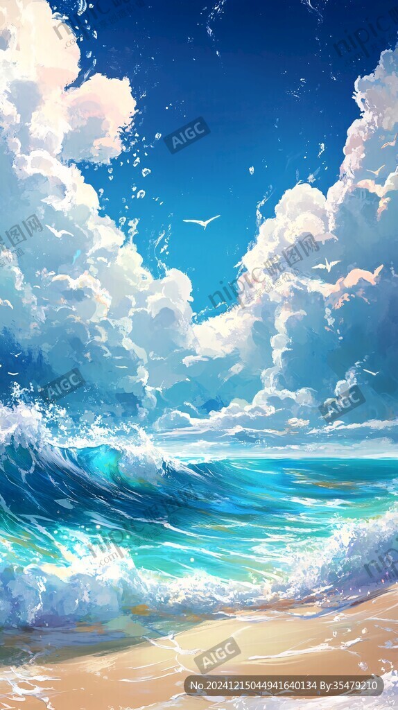 插畫海洋遼闊