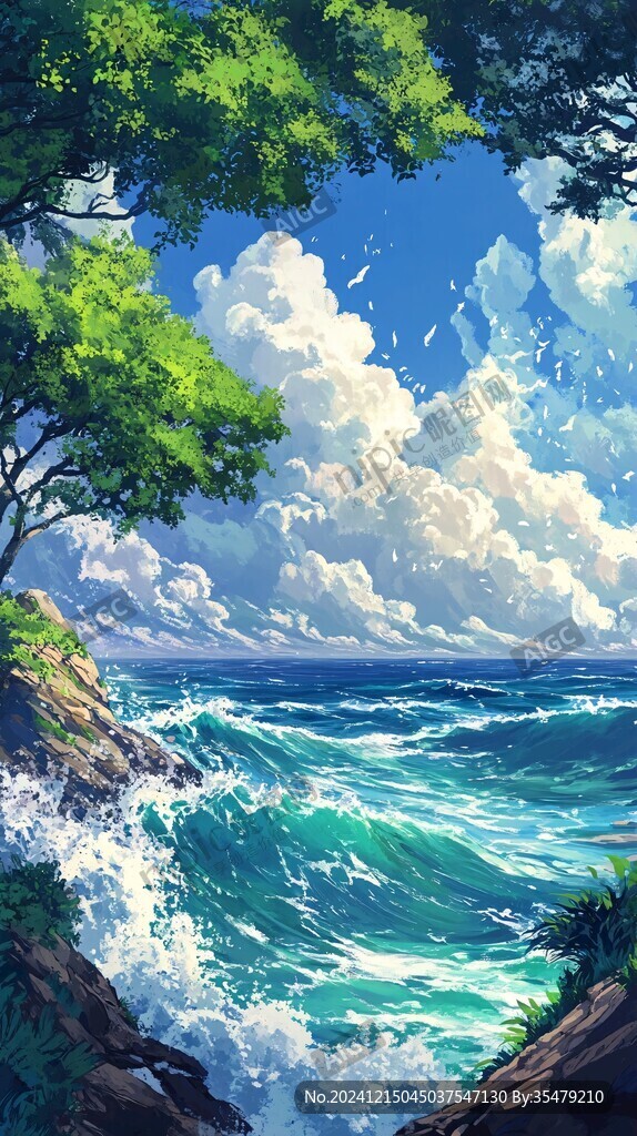 插畫海邊