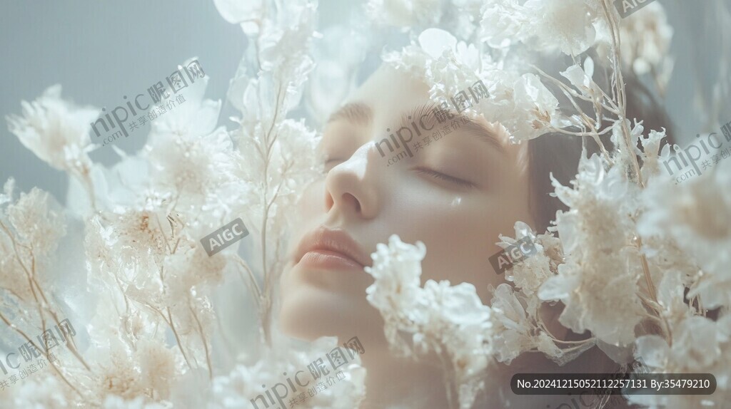 唯美花下少女