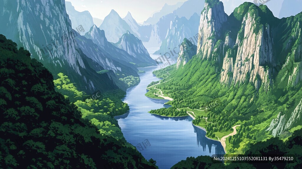 山川河流電腦畫(huà)