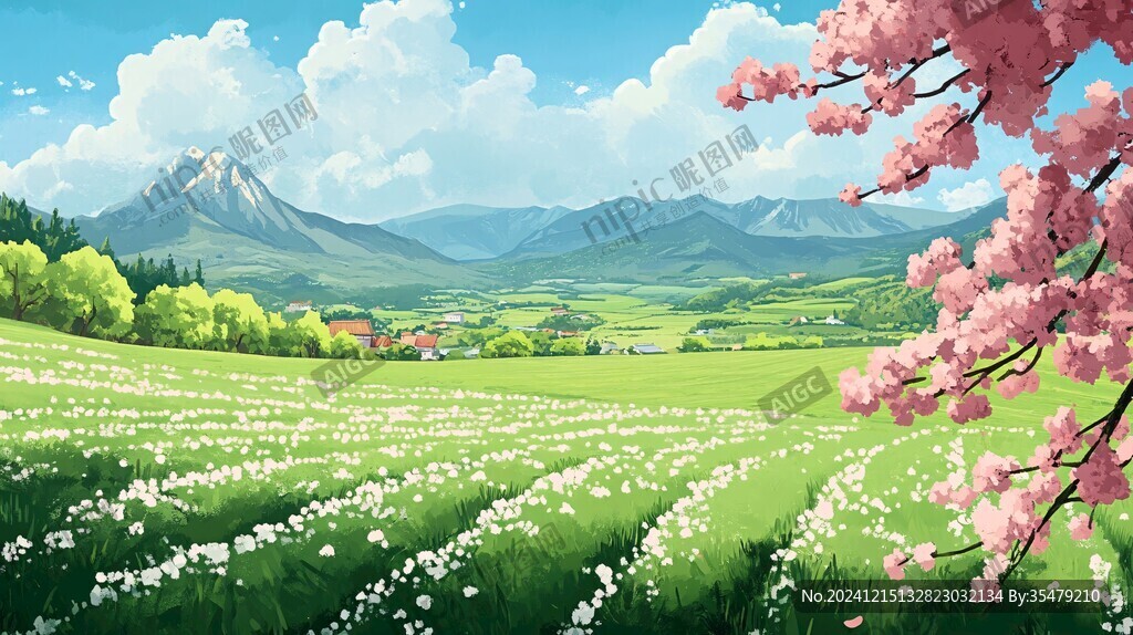 果園插畫田園風光