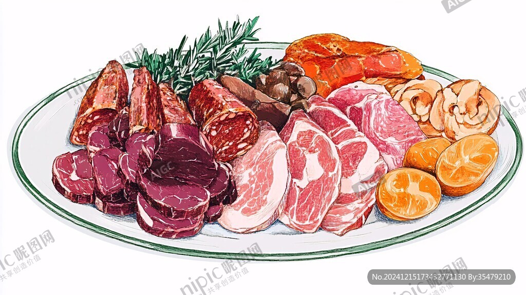 手繪一盤肉