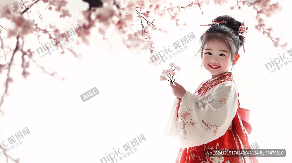 穿漢服的小姑娘