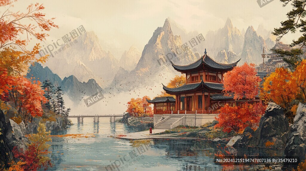 山水樓閣雅致意境風(fēng)
