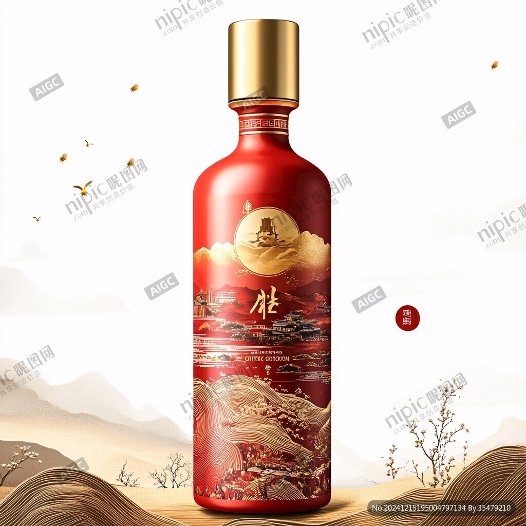 白酒包裝插畫