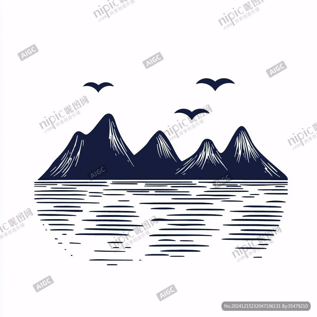線描山手繪山