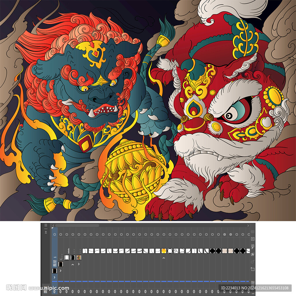 雙獅戲?qū)殘D