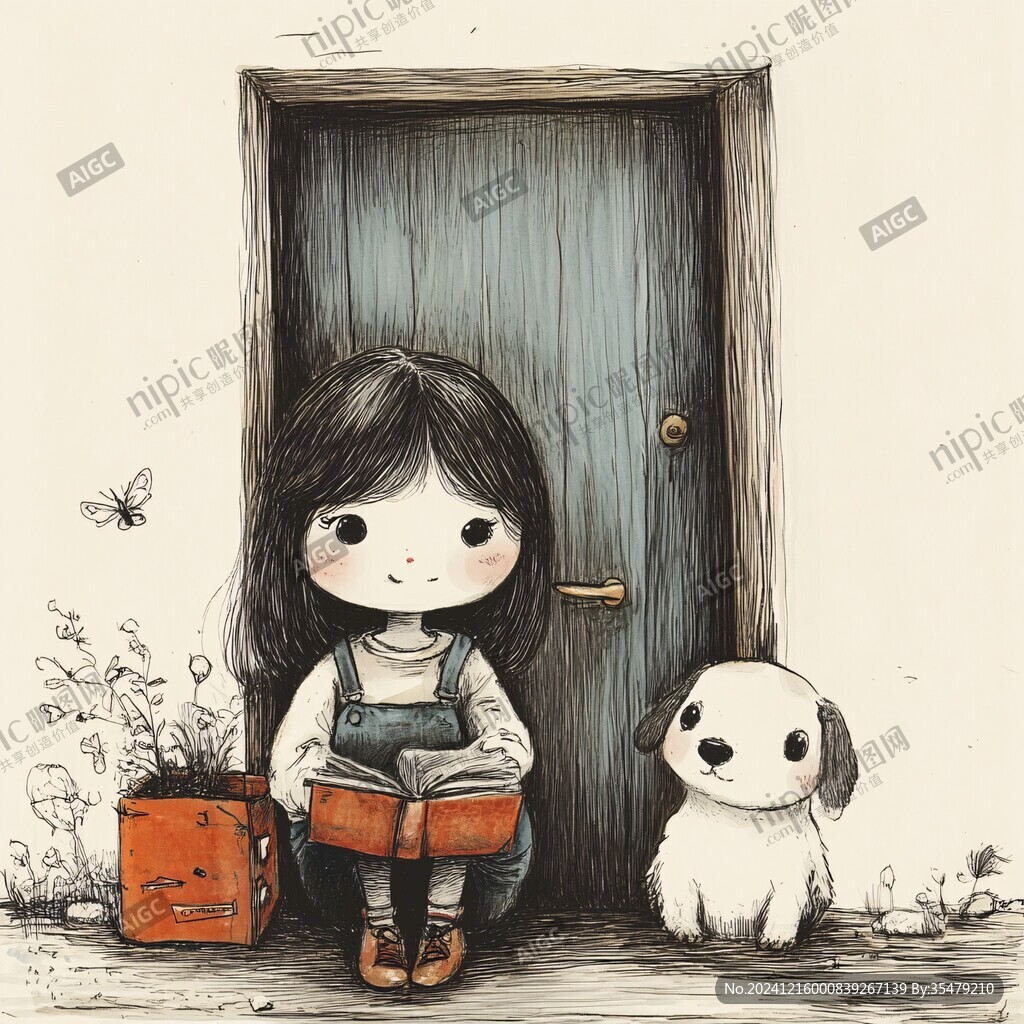 孤單的小女孩插畫