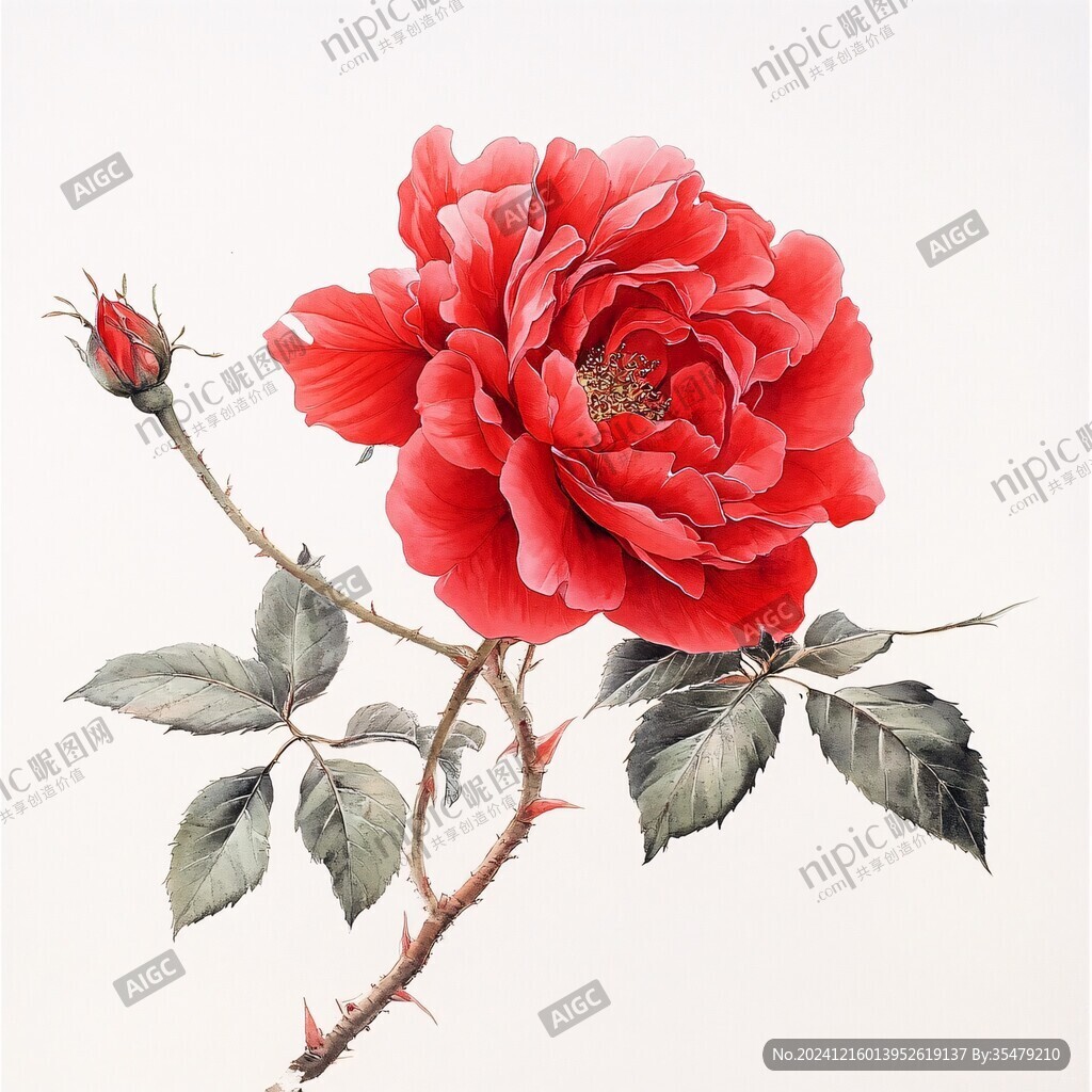 手繪紅月季