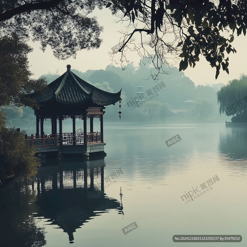 湖中古亭