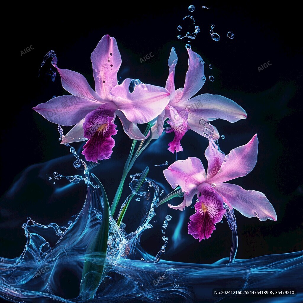 高清蘭花水紋