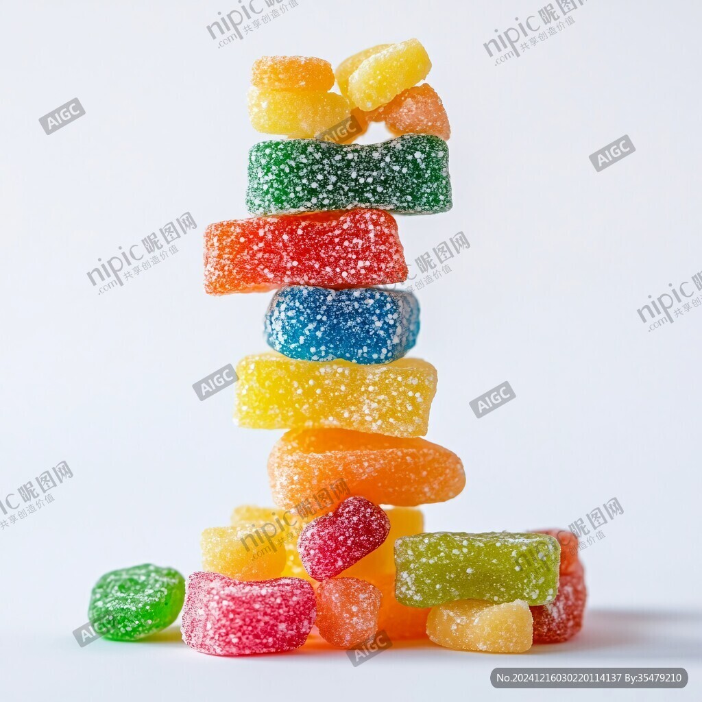 白色背景中的彩色糖塊