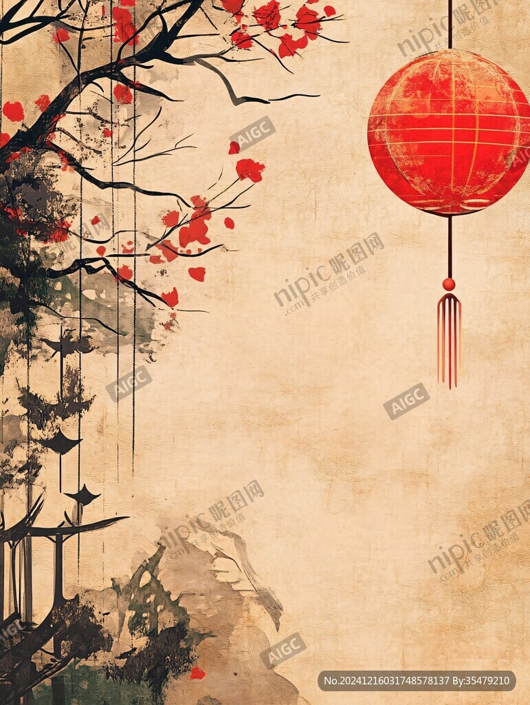 水墨新中式喜慶背景