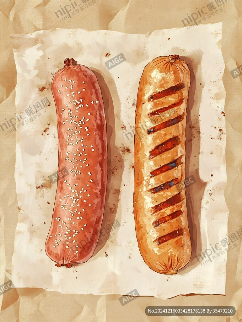 脆皮烤腸插畫