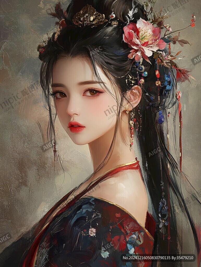 古風(fēng)美女頭像插畫封面