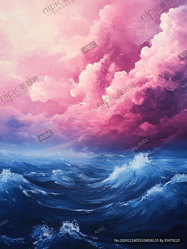 粉紅色超現實海景