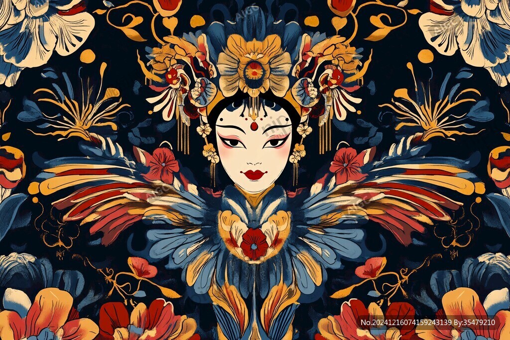 京劇花旦插畫