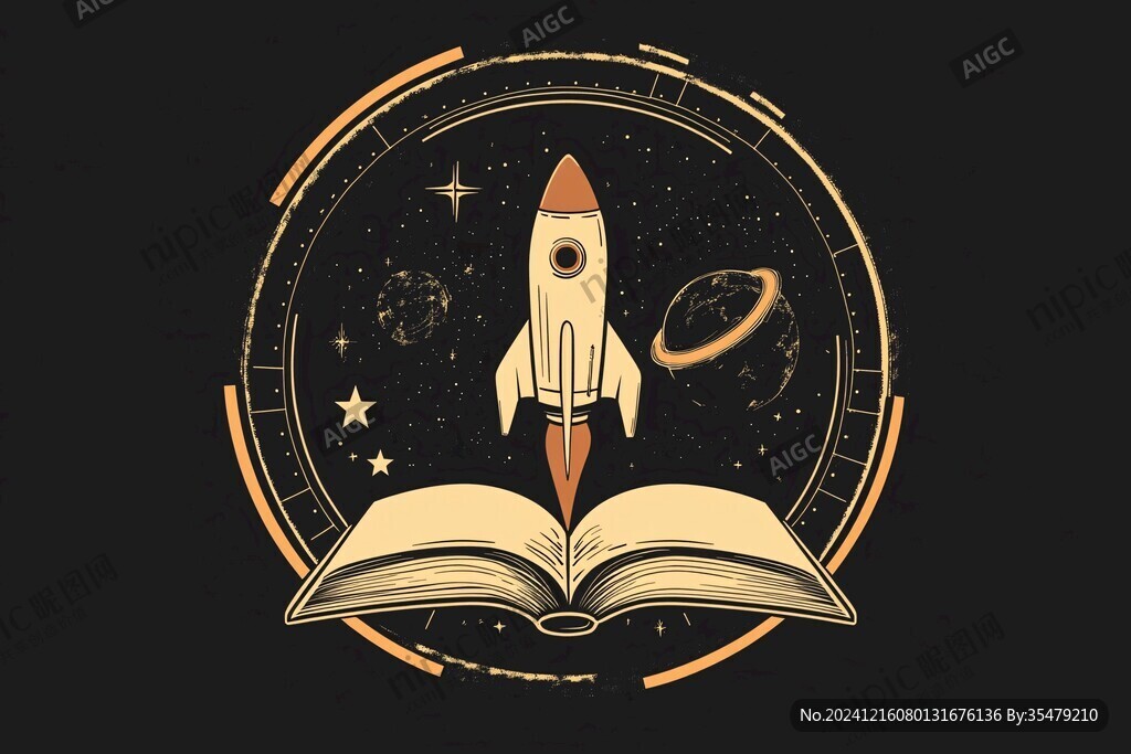 火箭書柜插畫