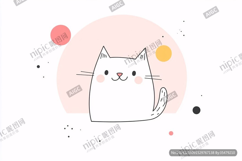 扁平插畫小貓
