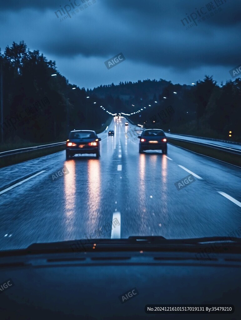 夜雨中高速
