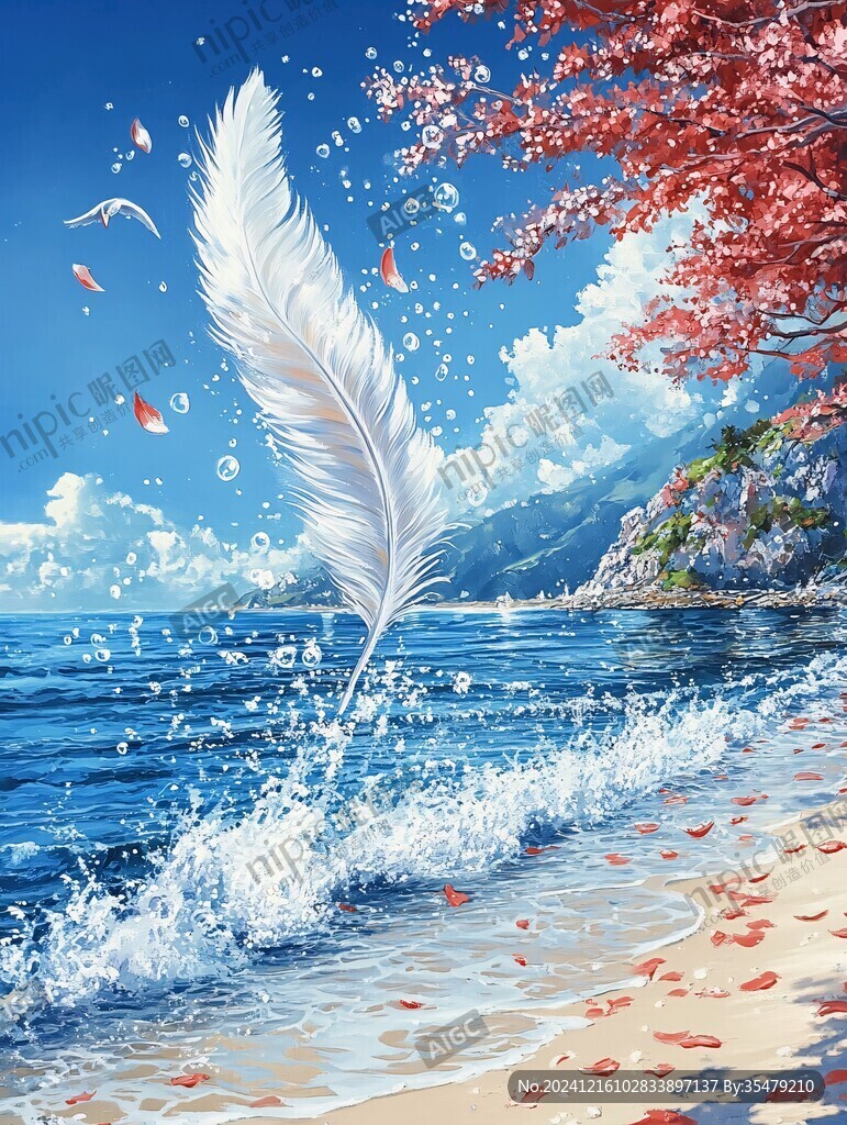 仙鶴海浪背景