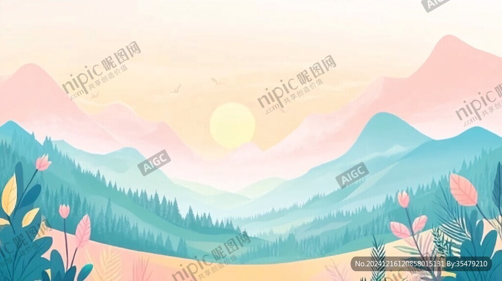 扁平風景插畫