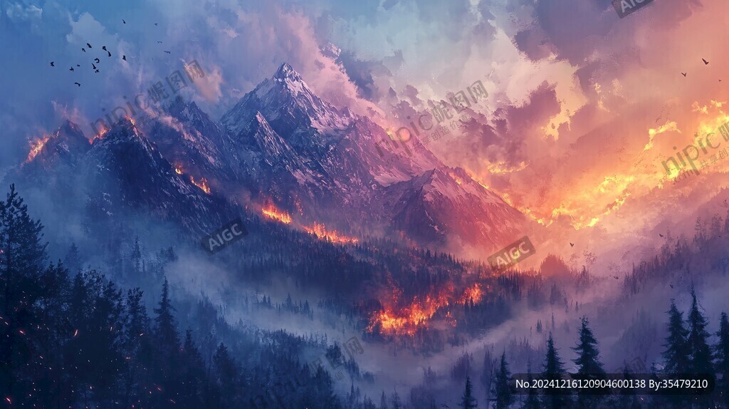 雪山原畫