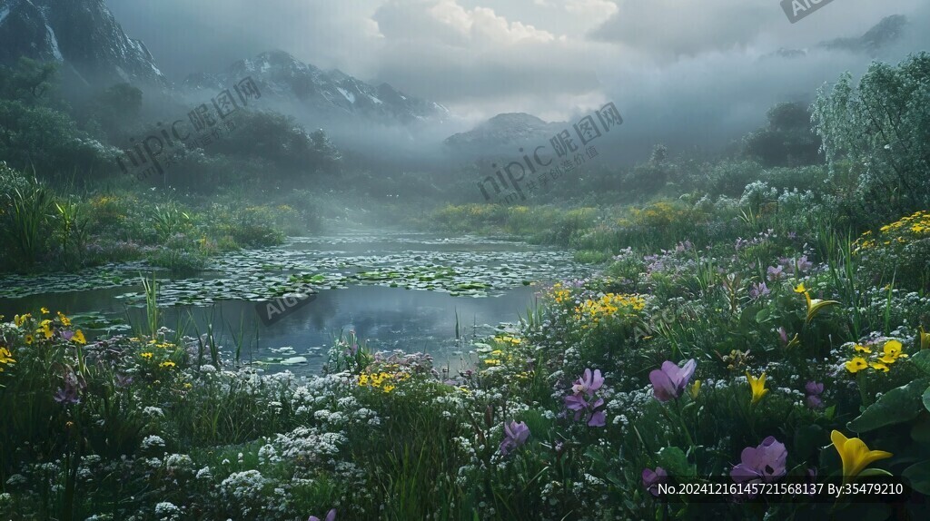 唯美夢幻花田場景