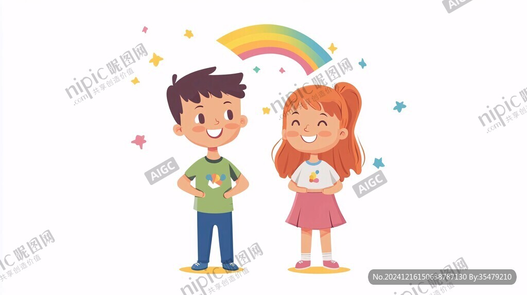 卡通人物男孩女孩插畫(huà)