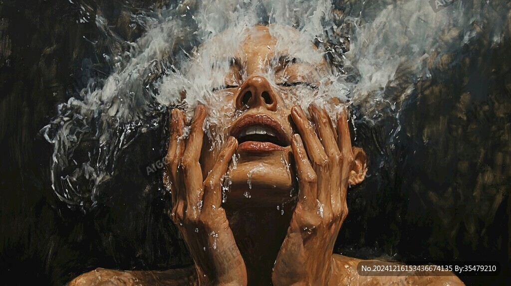 水從臉上流下