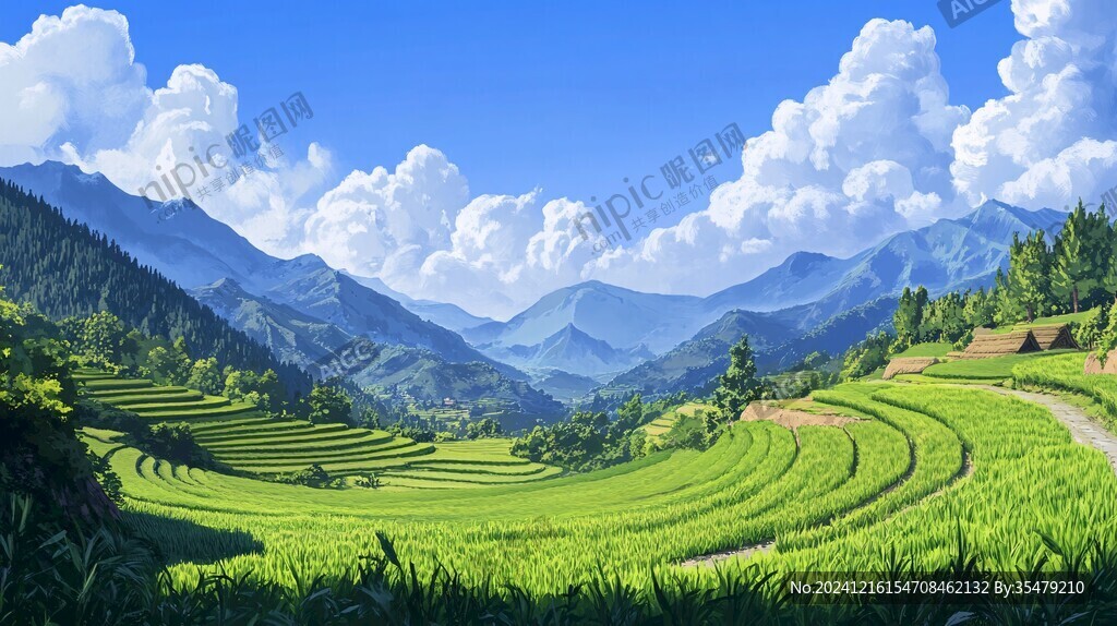 梯田寬幅風景